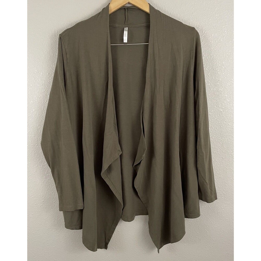 Sivana Womens M/L Green Asymmetric Bamboo Organic Cotton Blend Drape Cardigan